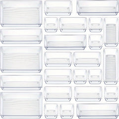 25pcs Transparent Compartment Boxes for Desktop Drawer Organization