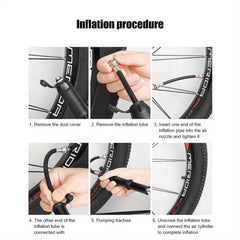 Portable 100Psi Mini Bike Pump Aluminum Alloy Hand Air Pump Tire Inflator