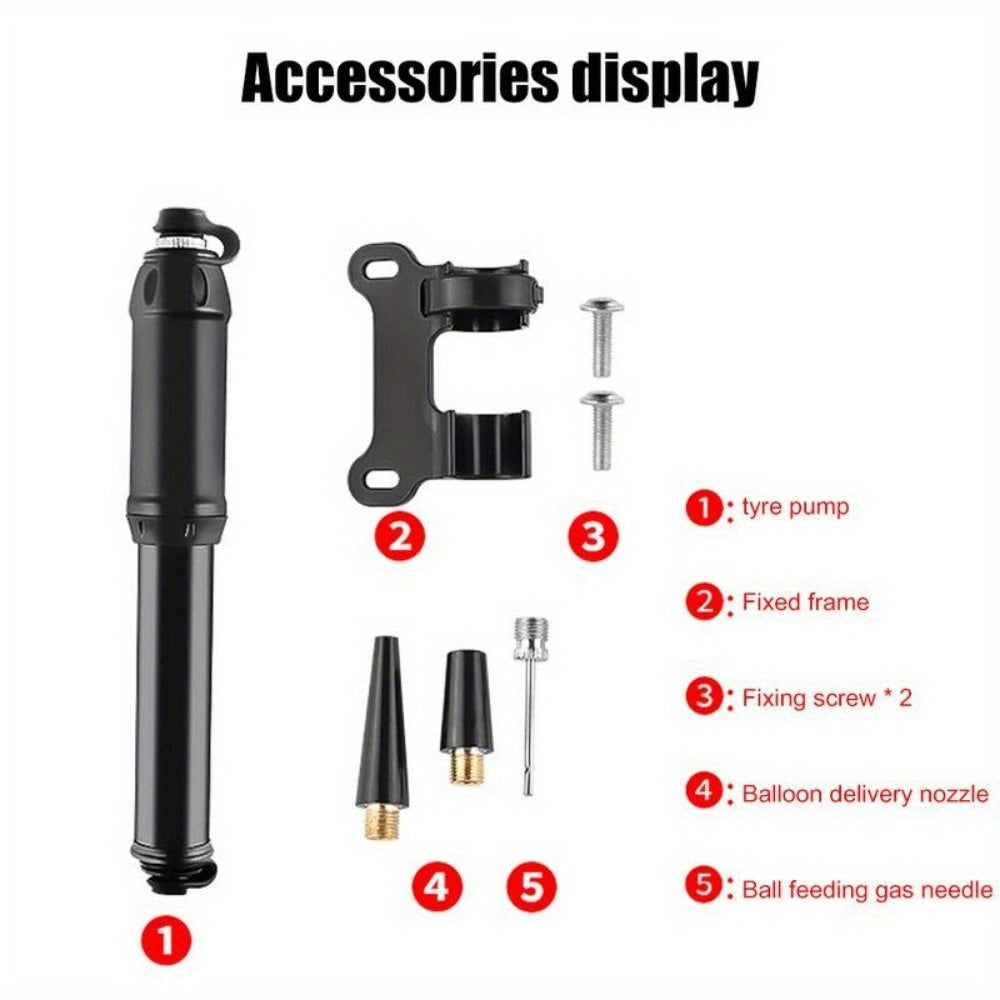 Portable 100Psi Mini Bike Pump Aluminum Alloy Hand Air Pump Tire Inflator