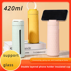 Double Wall Glass Cup Holder, Insulated & Drop Resistant Water Cup