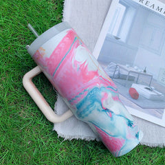 40oz Insulated Water Cup Tumbler Flag Pattern Stainless Steel Travel Cup