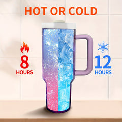 40oz Insulated Water Cup Tumbler Flag Pattern Stainless Steel Travel Cup