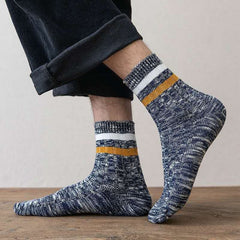 Vintage Striped Knitted Socks Men's Crew Socks All Seasons