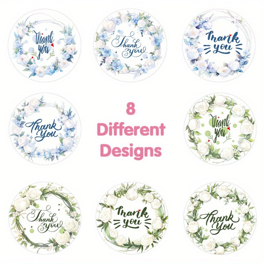 500pcs Round Rose Floral Thank You Wedding Stickers