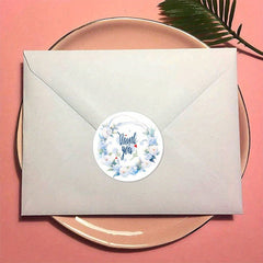 500pcs Round Rose Floral Thank You Wedding Stickers
