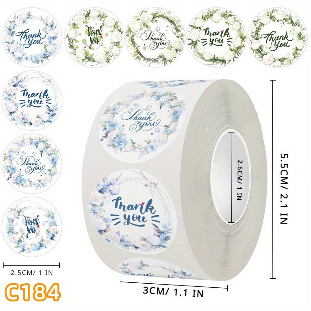 500pcs Round Rose Floral Thank You Wedding Stickers