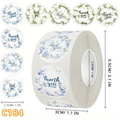 500pcs Round Rose Floral Thank You Wedding Stickers