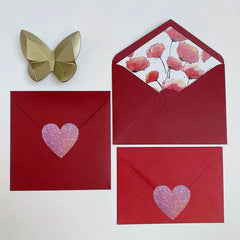 500pcs Glitter Pink Heart Stickers Roll Gift Set Sparkly Adhesive Wedding Decor