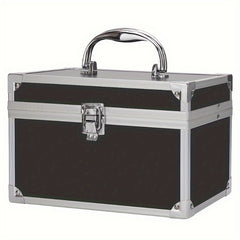 Portable Makeup Organizer Box with Mirror and Lock