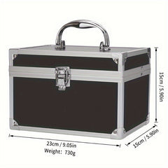 Portable Makeup Organizer Box with Mirror and Lock