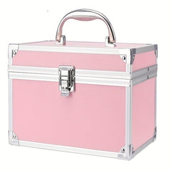 Portable Makeup Organizer Box with Mirror and Lock