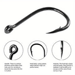 High Carbon Steel Fishing Hooks Set, Saltwater/Freshwater Barbed Fishhooks