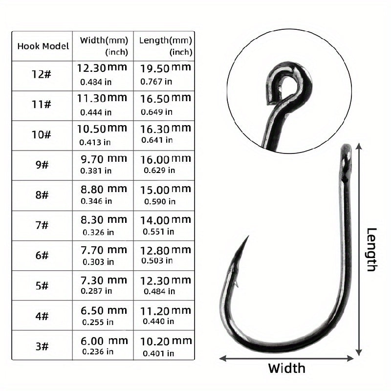High Carbon Steel Fishing Hooks Set, Saltwater/Freshwater Barbed Fishhooks