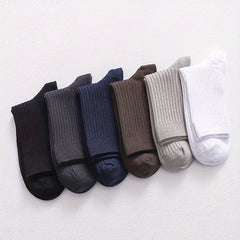 5 Pairs Men's Solid Crew Socks Thin Breathable Casual Unisex Outdoor All Seasons