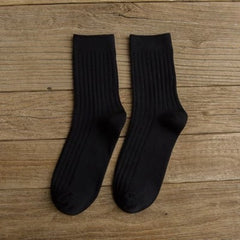 Men's Solid Crew Socks - Comfy Casual Unisex Socks for Outdoor All-Season Wear