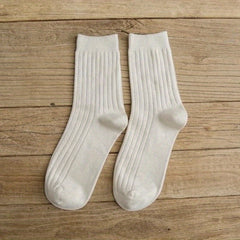 Men's Solid Crew Socks - Comfy Casual Unisex Socks for Outdoor All-Season Wear