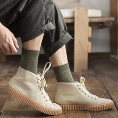 Men's Solid Crew Socks - Comfy Casual Unisex Socks for Outdoor All-Season Wear