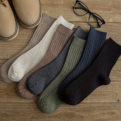 Men's Solid Crew Socks - Comfy Casual Unisex Socks for Outdoor All-Season Wear