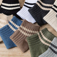 Men's Striped Crew Socks Breathable Casual Unisex Socks All Seasons