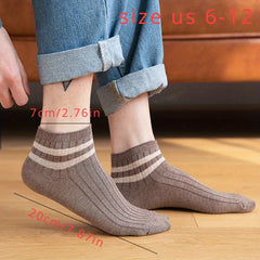 Men's Striped Crew Socks Breathable Casual Unisex Socks All Seasons