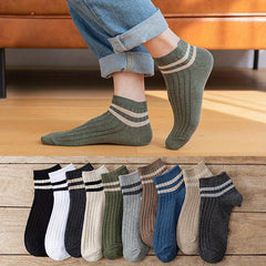 Men's Striped Crew Socks Breathable Casual Unisex Socks All Seasons