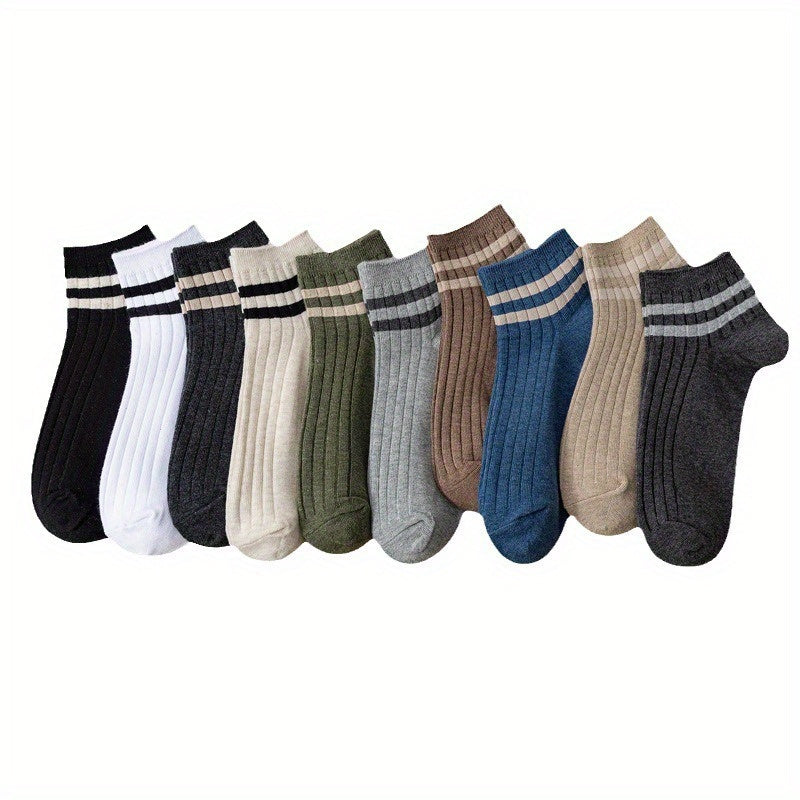 Men's Striped Crew Socks Breathable Casual Unisex Socks All Seasons