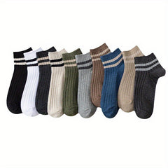 Men's Striped Crew Socks Breathable Casual Unisex Socks All Seasons
