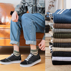 Men's Striped Crew Socks Breathable Casual Unisex Socks All Seasons