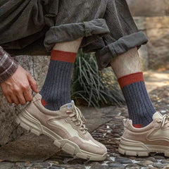 Men's Retro Block Crew Socks Breathable Casual Unisex Socks