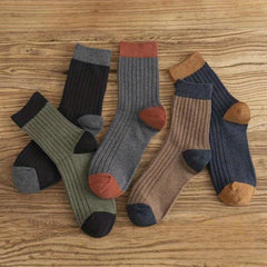 Men's Retro Block Crew Socks Breathable Casual Unisex Socks
