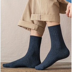 Men's Ribbed Crew Socks Casual Breathable Stockings