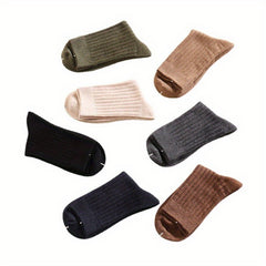 Men's Ribbed Crew Socks Casual Breathable Stockings