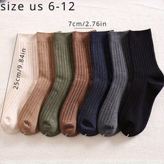 Men's Ribbed Crew Socks Casual Breathable Stockings