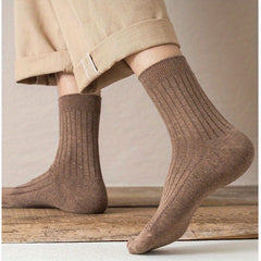 Men's Ribbed Crew Socks Casual Breathable Stockings