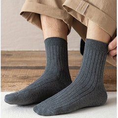 Men's Ribbed Crew Socks Casual Breathable Stockings