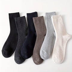 Men's Ribbed Crew Socks Casual Breathable Stockings