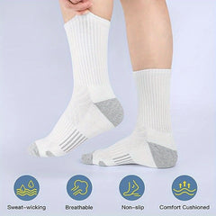 Men's Mid Crew Sport Socks - Breathable Sweat-Absorbing Comfort