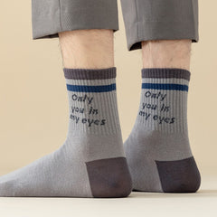 Men's Block Crew Socks Breathable Comfy Casual Unisex Socks