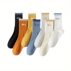 5 Pairs Men's Crew Socks Breathable Comfy Casual Unisex Outdoor All Seasons