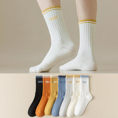 5 Pairs Men's Crew Socks Breathable Comfy Casual Unisex Outdoor All Seasons