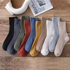 Men's Solid Crew Socks Comfy Casual Unisex Outdoor All Seasons Wearing