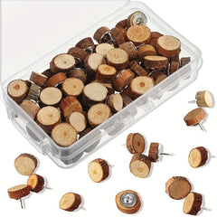 Wood Push Pins Decorative Thumb Tacks for Cork Boards