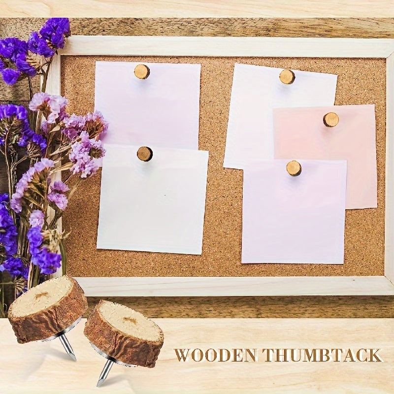 Wood Push Pins Decorative Thumb Tacks for Cork Boards