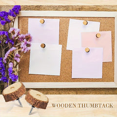 Wood Push Pins Decorative Thumb Tacks for Cork Boards
