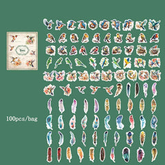 100pcs Plant Flower Animal Label Scrapbook Stickers