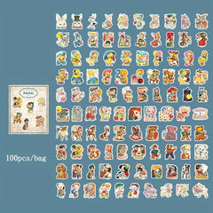 100pcs Plant Flower Animal Label Scrapbook Stickers