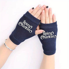 Spicy Chicken Retro Knitted Fingerless Gloves