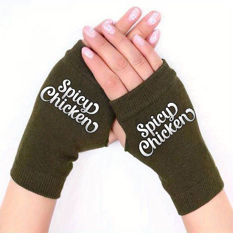 Spicy Chicken Retro Knitted Fingerless Gloves