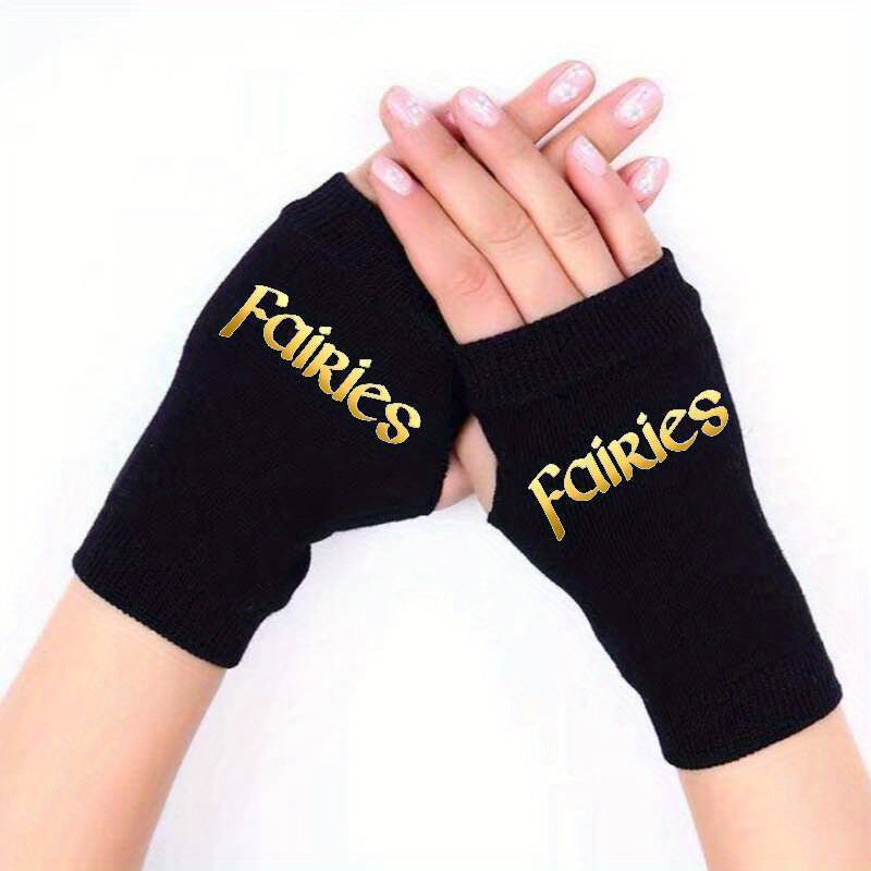 Winter Fingerless Gloves Retro Print Unisex