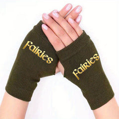Winter Fingerless Gloves Retro Print Unisex